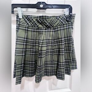 y2k Joe Benbasset Plaid Pleated Mini Skirt Green Black White Womens Size Small